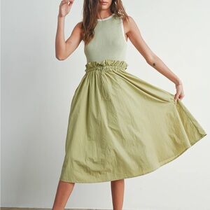 Elegant Olive Green Twofer Dress